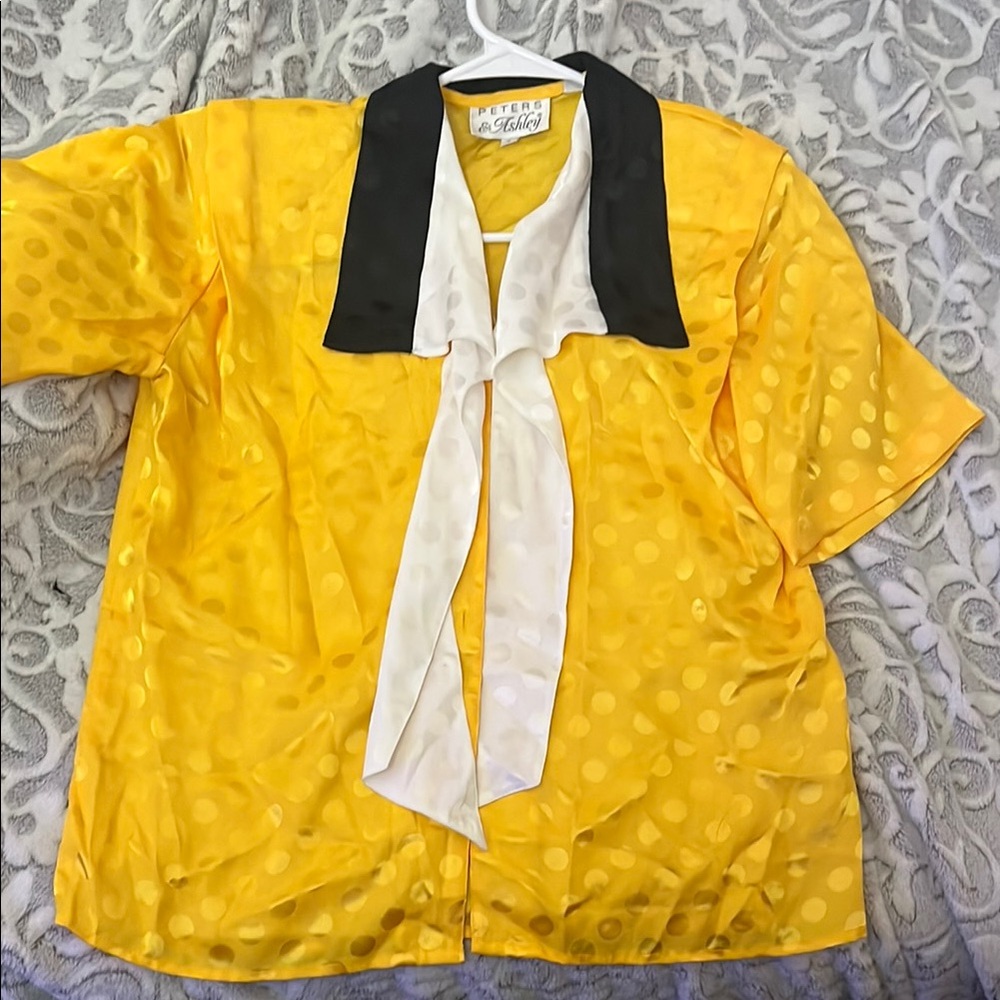 Yellow Men's Shirt with Black and White Accents